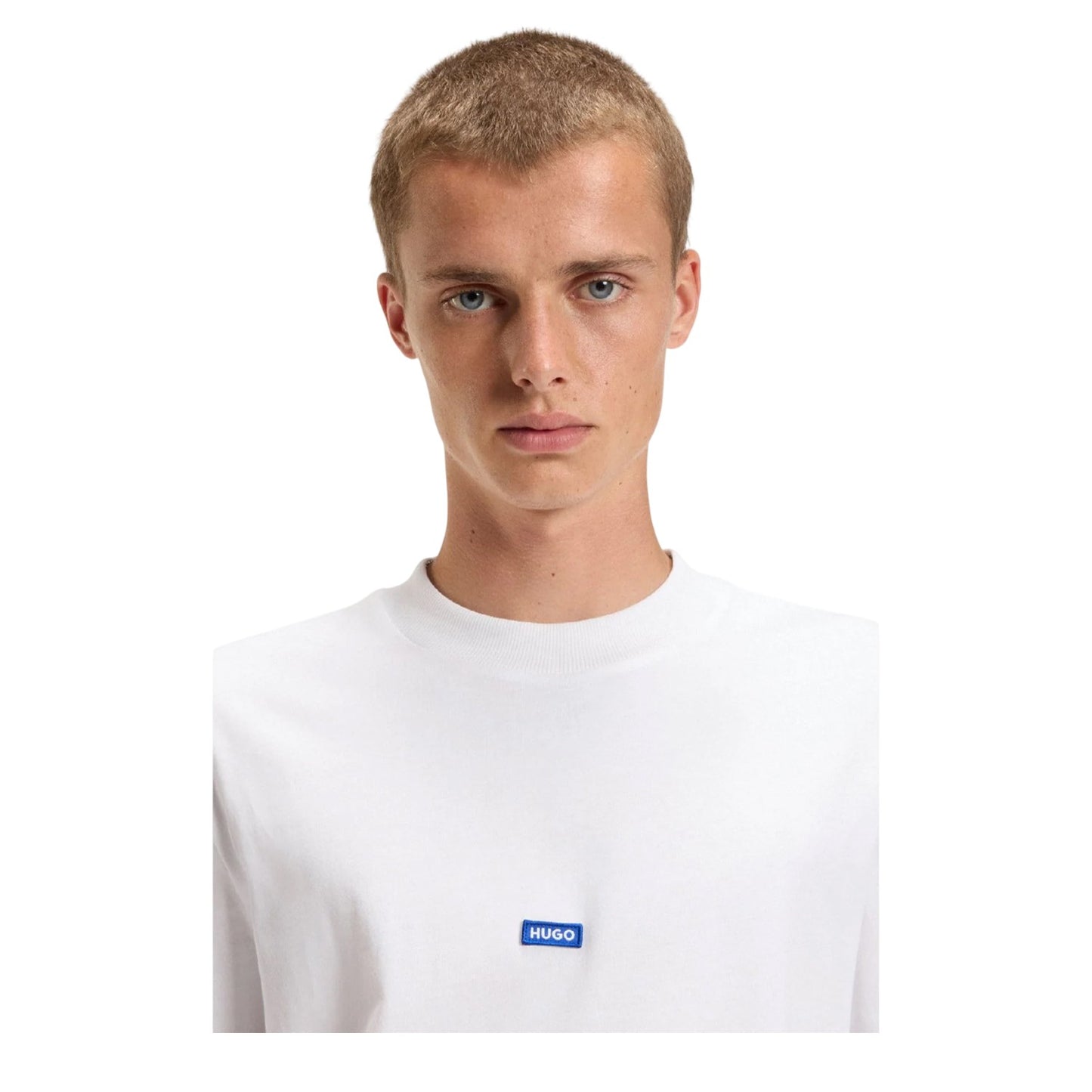 White - Side - Hugo Mens Nieros Patch Logo T-Shirt