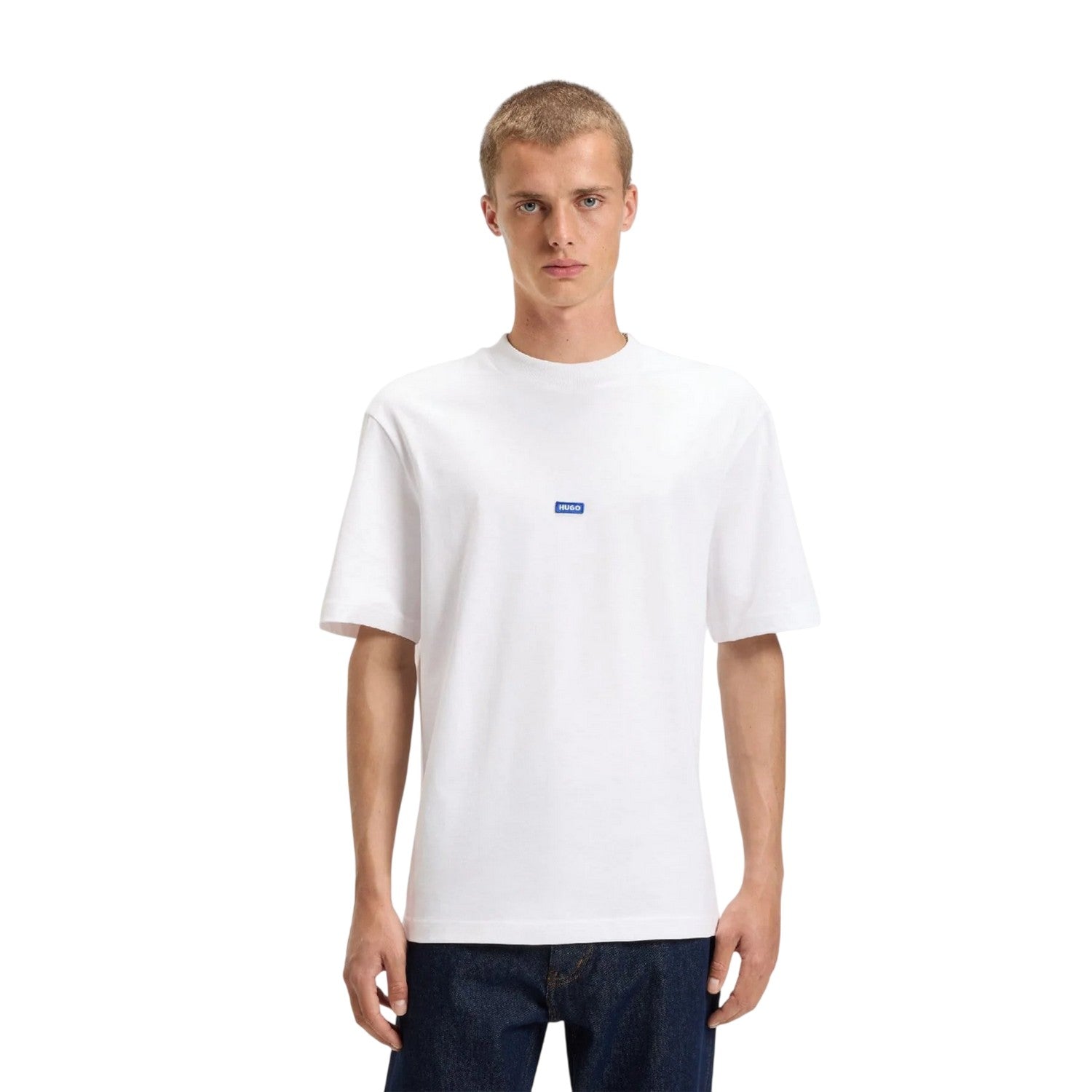 White - Lifestyle - Hugo Mens Nieros Patch Logo T-Shirt