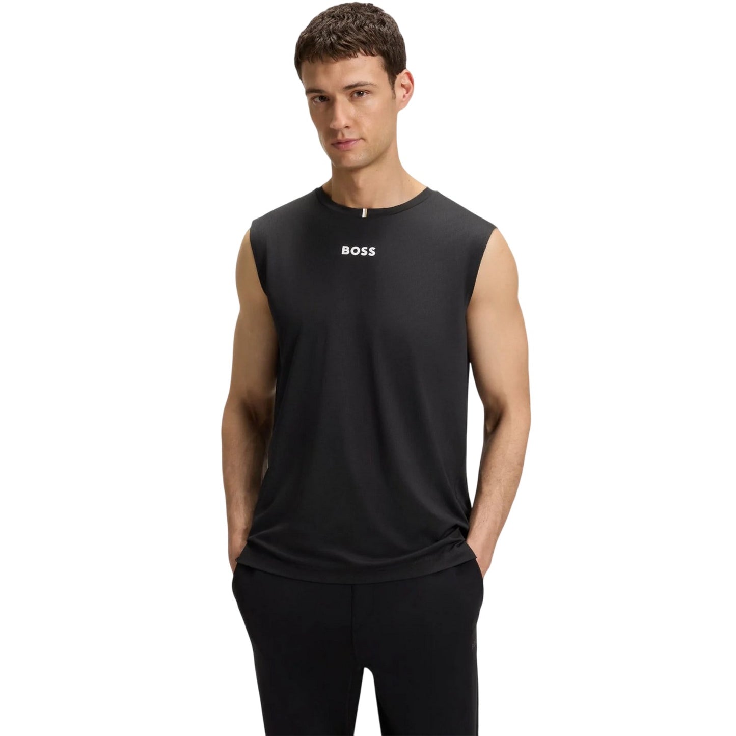 Black - Lifestyle - Boss Mens Quick Dry Active Tank Top