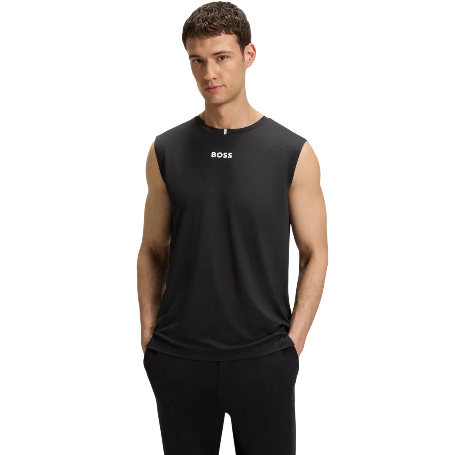 Black - Lifestyle - Boss Mens Quick Dry Active Tank Top