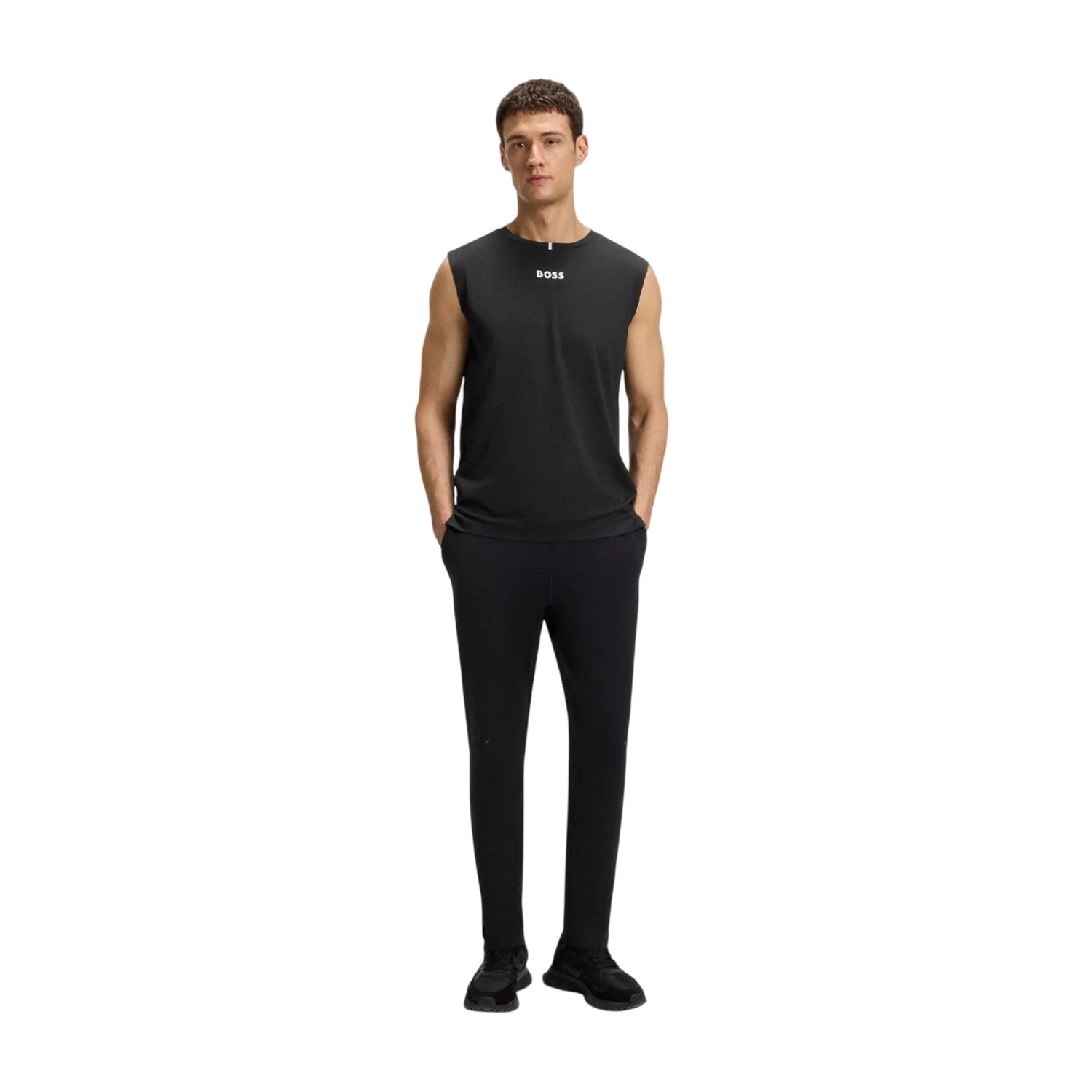 Black - Pack Shot - Boss Mens Quick Dry Active Tank Top