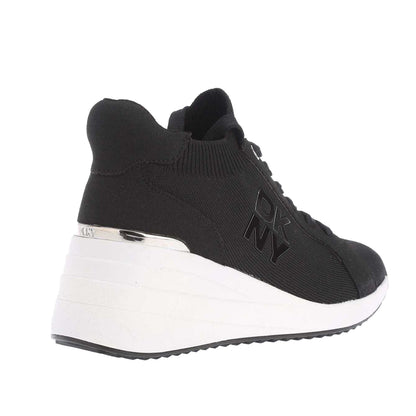 Black - Back - DKNY Womens-Ladies Kasia Platform Wedge Trainers
