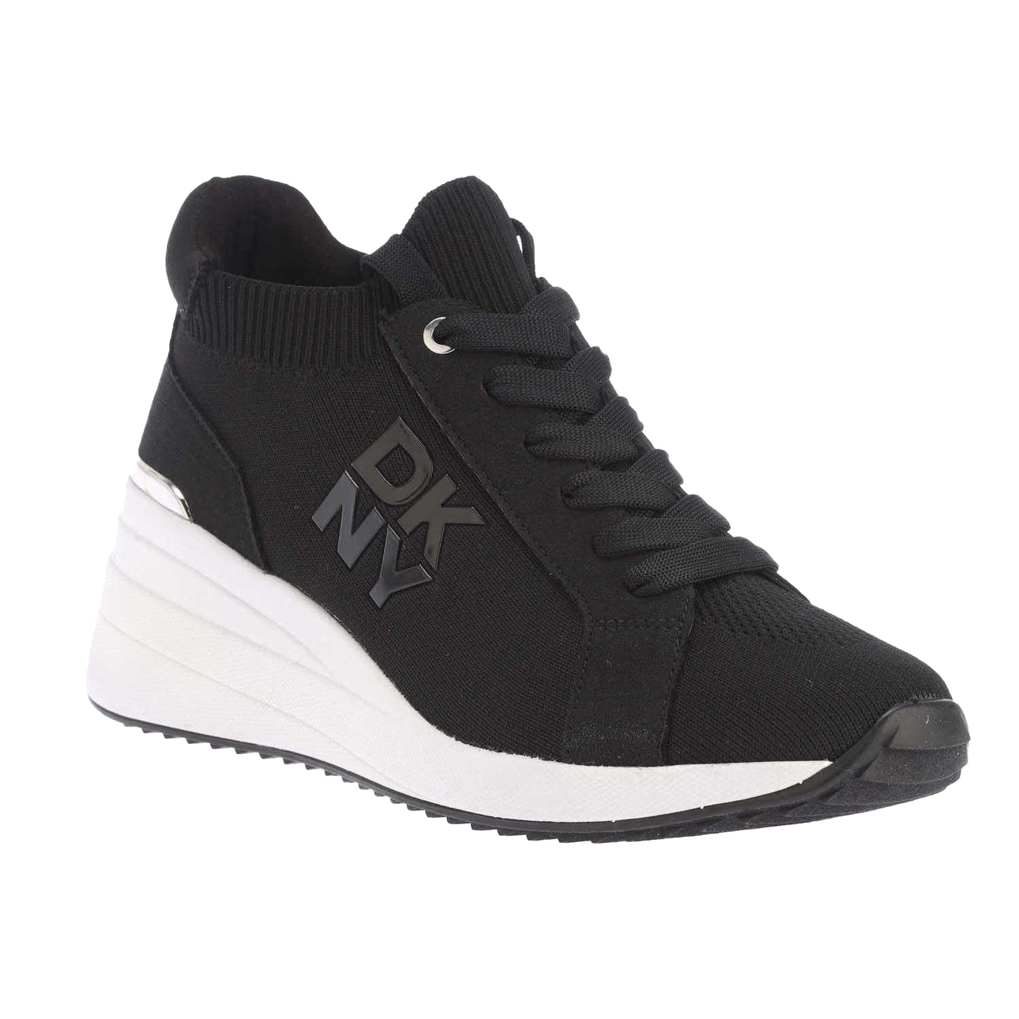 Black - Front - DKNY Womens-Ladies Kasia Platform Wedge Trainers