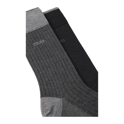 Black - Side - Boss Mens Logo Socks (Pack of 2)