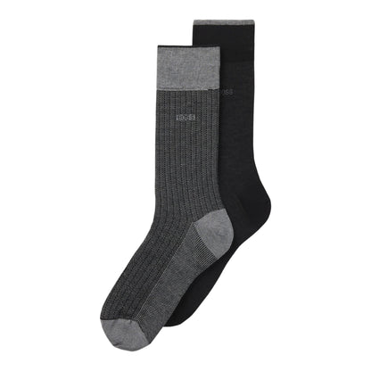 Black - Front - Boss Mens Logo Socks (Pack of 2)