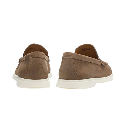 Beige - Back - Hugo Boss Mens Sienne Suede Loafers