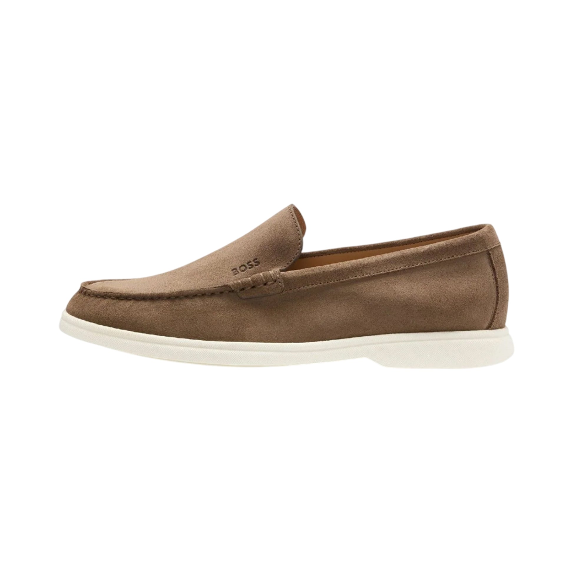 Beige - Side - Hugo Boss Mens Sienne Suede Loafers