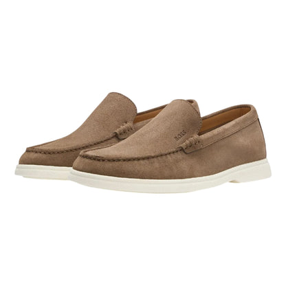 Beige - Front - Hugo Boss Mens Sienne Suede Loafers