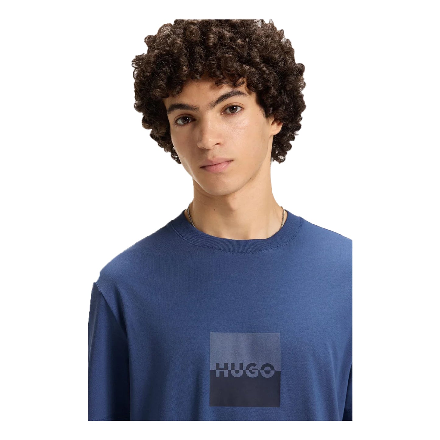 Blue - Side - Hugo Mens Dusplit Logo T-Shirt