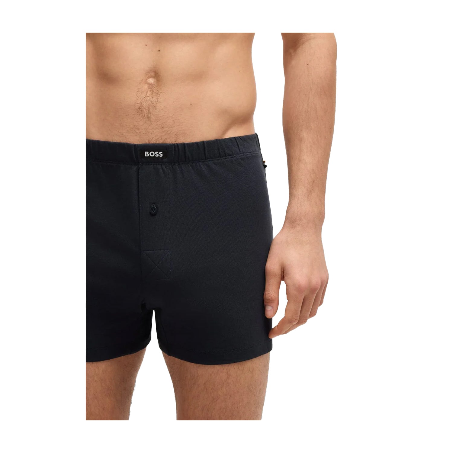 Grey-Black - Side - Boss Mens Cotton Stretch Boxer Shorts (Pack of 2)