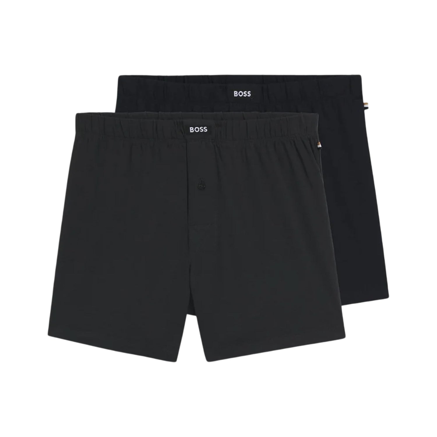 Grey-Black - Front - Boss Mens Cotton Stretch Boxer Shorts (Pack of 2)