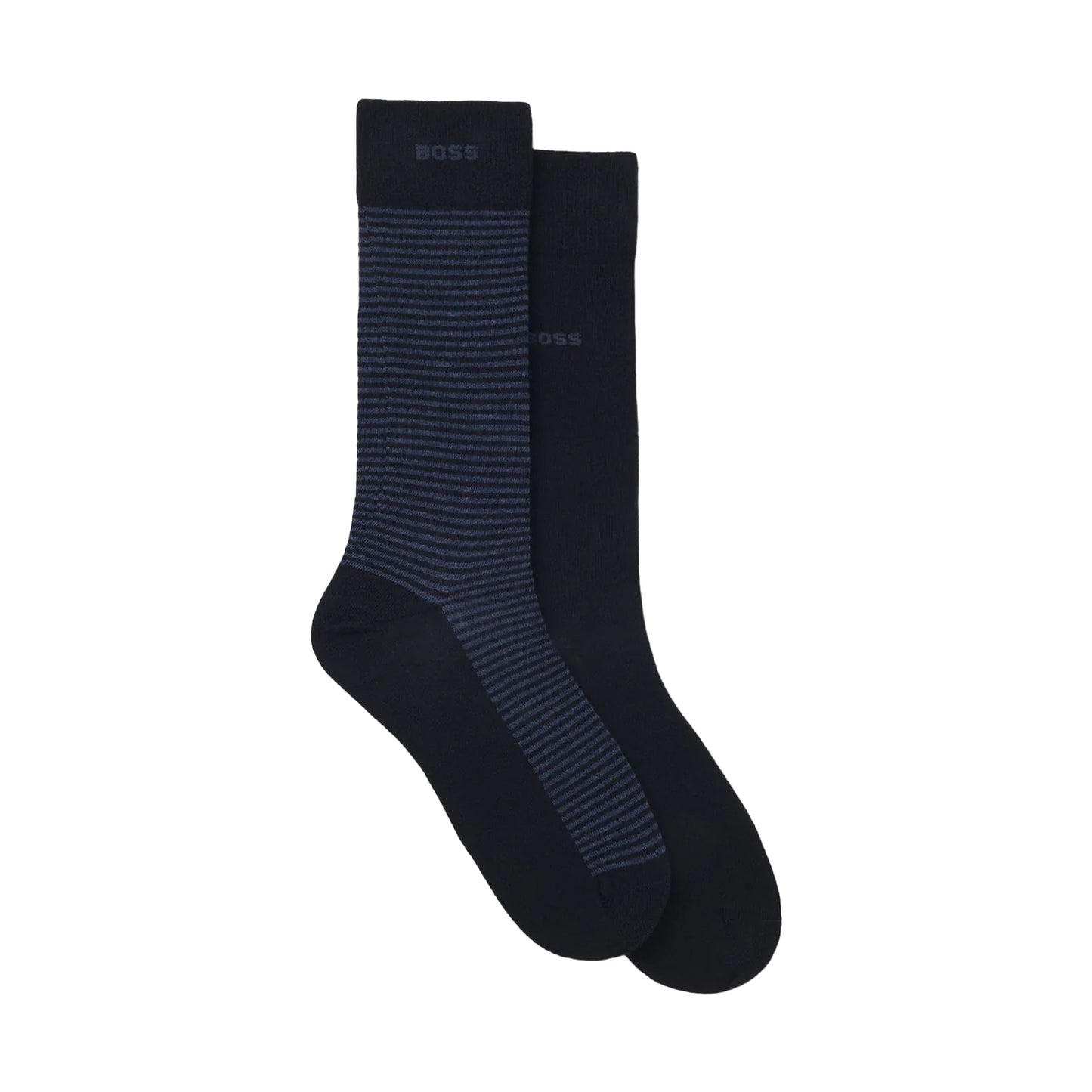 Dark Blue-Black - Back - Boss Mens Stripe Socks (Pack of 2)
