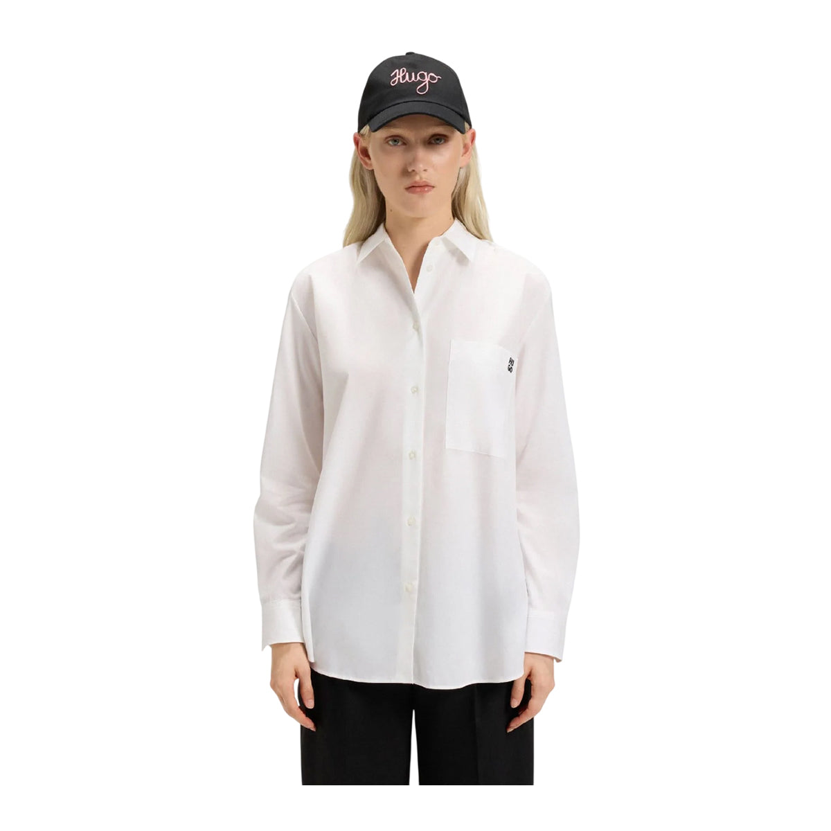 White - Side - Hugo Womens-Ladies Oversized Blouse