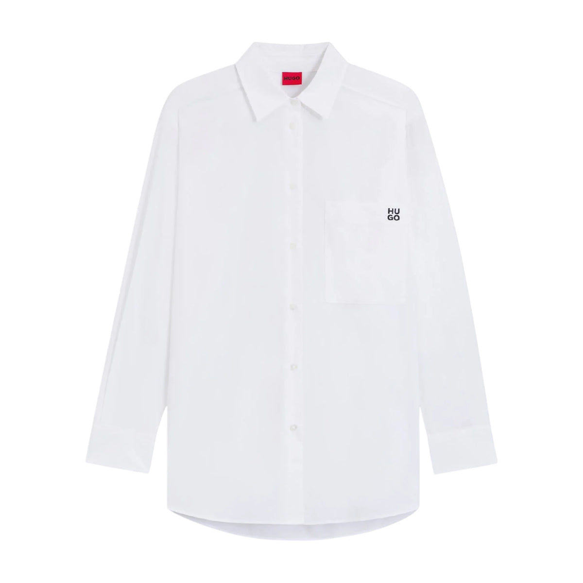 White - Front - Hugo Womens-Ladies Oversized Blouse