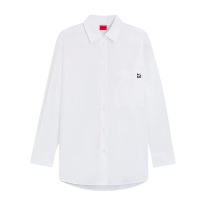 White - Front - Hugo Womens-Ladies Oversized Blouse
