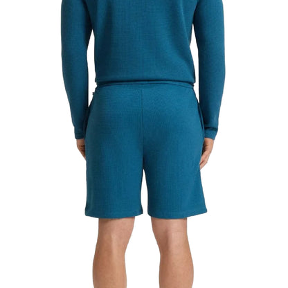 Blue - Back - Boss Mens Waffle Pyjama Shorts