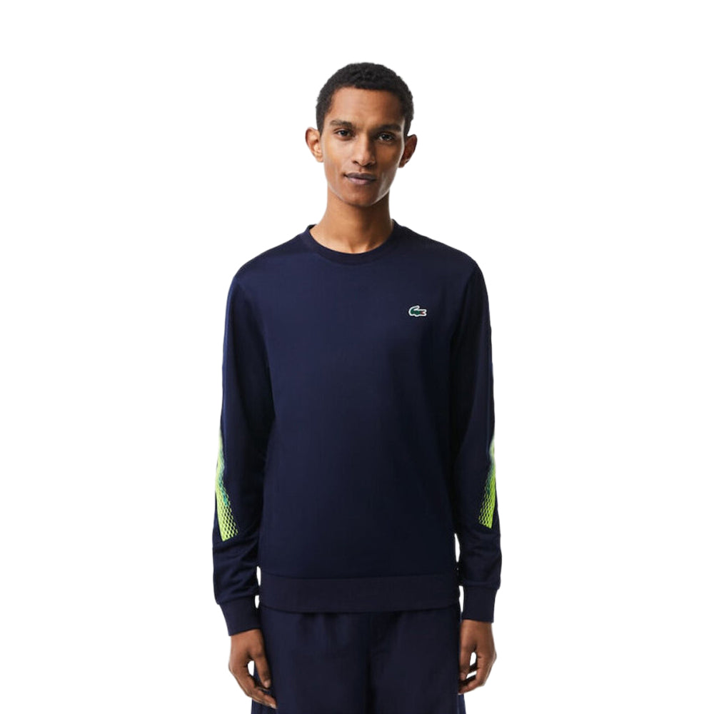 Blue - Side - Lacoste Unisex Adult Stripe Logo Classic Tennis Sweatshirt