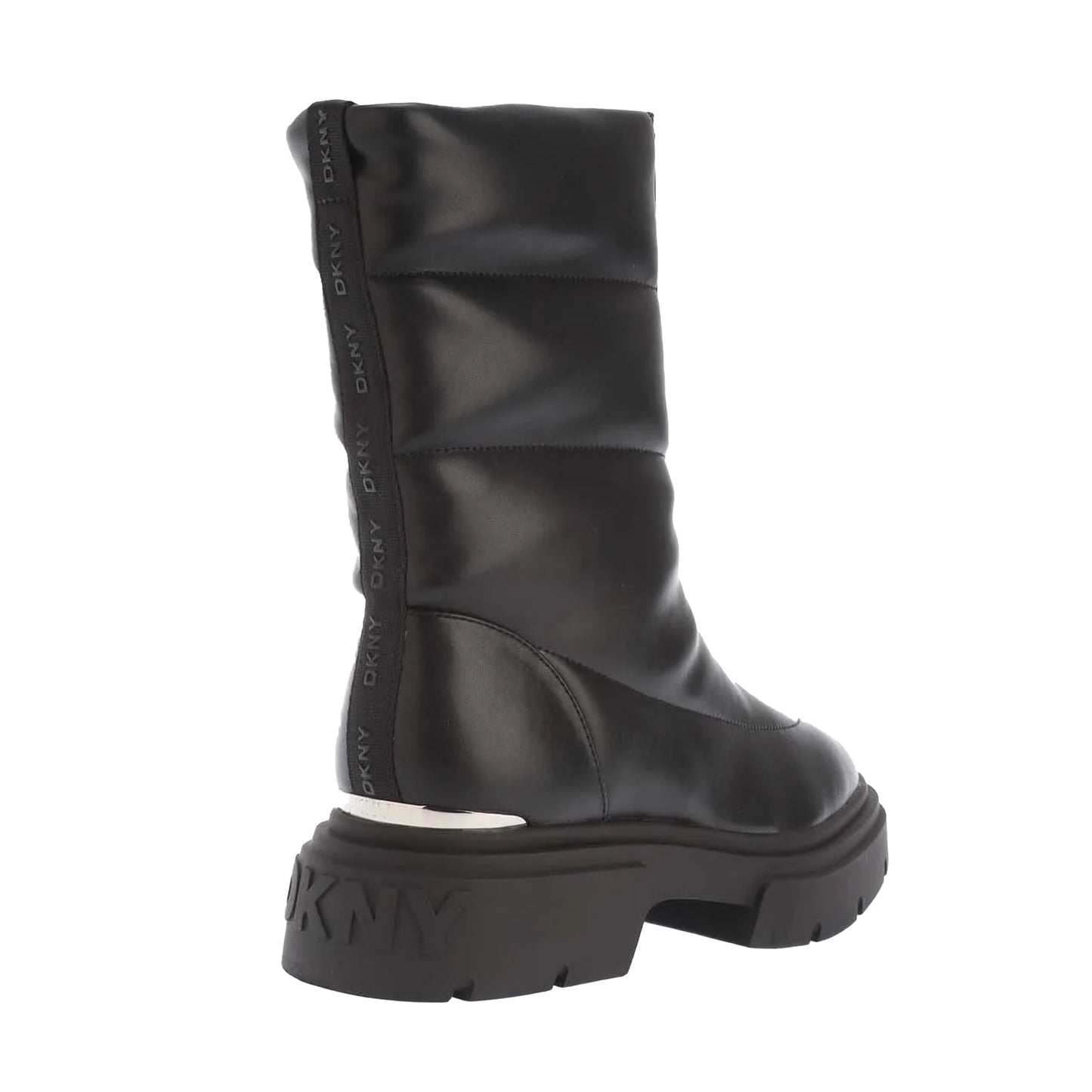 Black - Back - DKNY Womens-Ladies Fiza Zip Detail Winter Boots