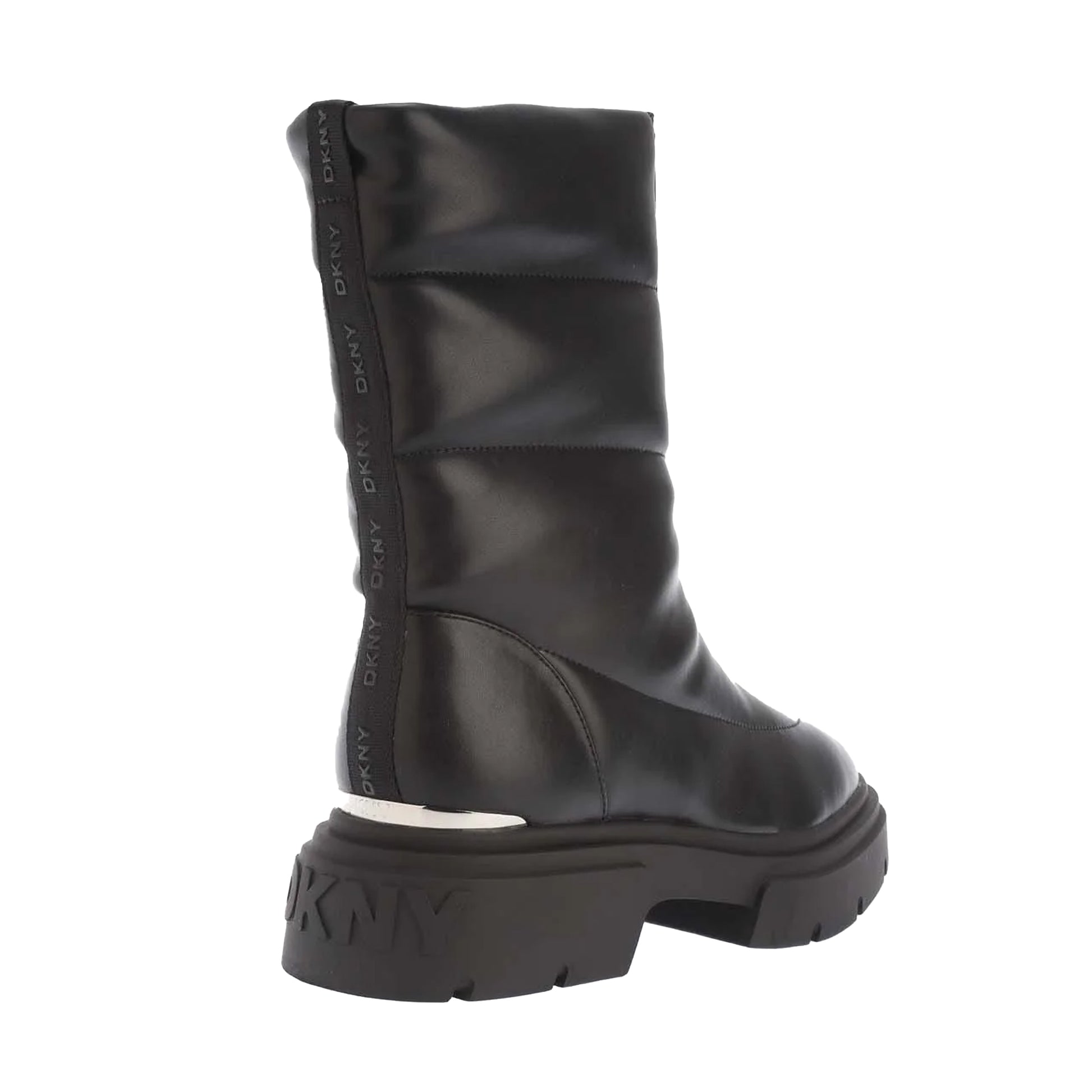Black - Back - DKNY Womens-Ladies Fiza Zip Detail Winter Boots
