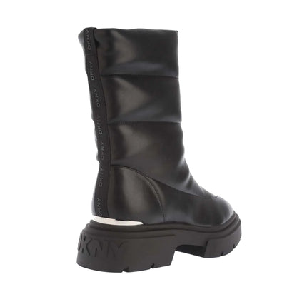 Black - Back - DKNY Womens-Ladies Fiza Zip Detail Winter Boots