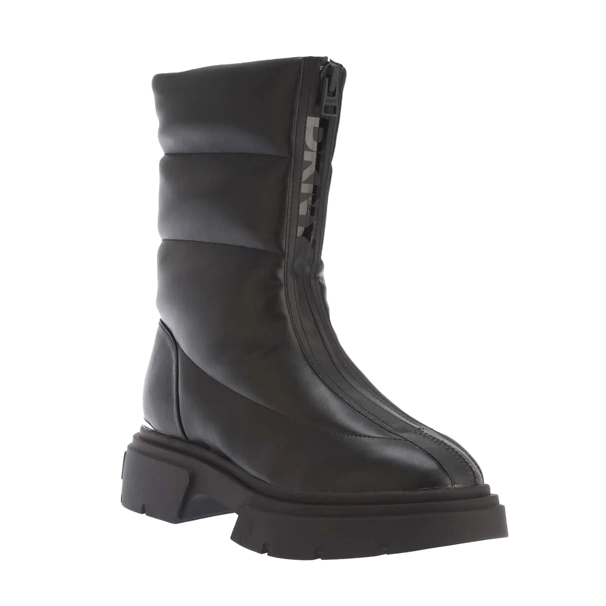 Black - Side - DKNY Womens-Ladies Fiza Zip Detail Winter Boots