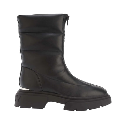 Black - Front - DKNY Womens-Ladies Fiza Zip Detail Winter Boots