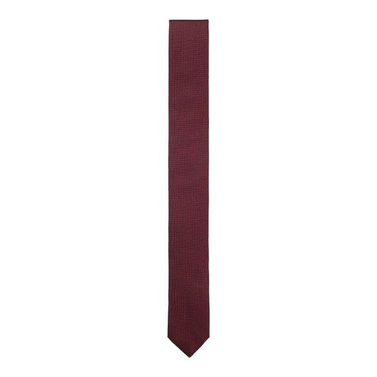 Red - Front - Boss Micro Grid Jacquard Tie