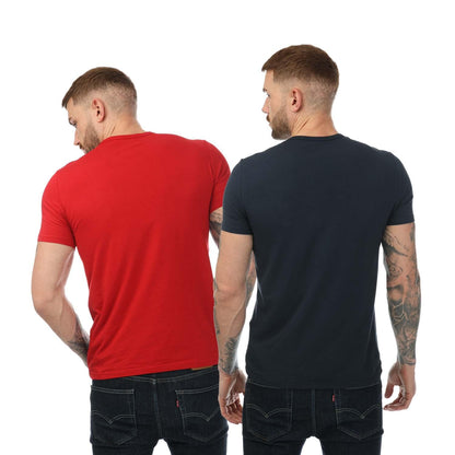 Navy-Red - Back - Emporio Armani Mens Crew Neck T-Shirt (Pack of 2)