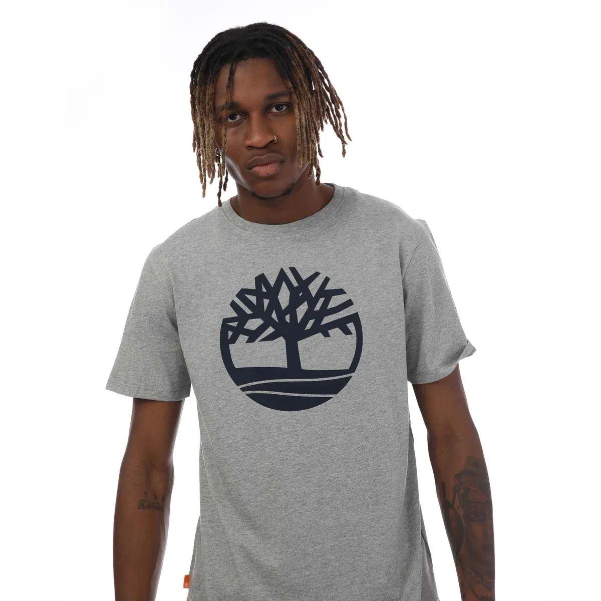 Grey Heather - Side - Timberland Mens Kennebec River Tree Logo Heather T-Shirt