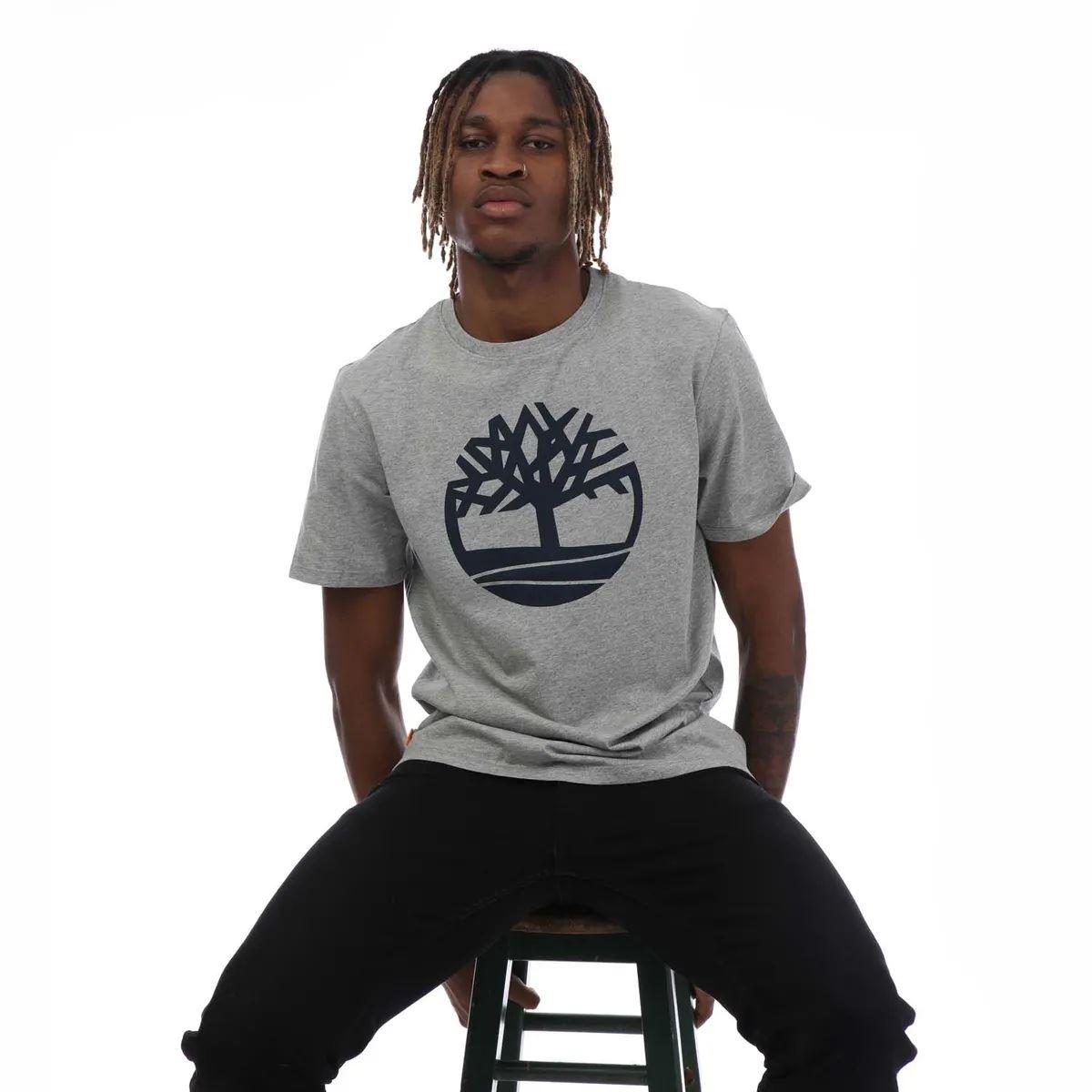 Grey Heather - Lifestyle - Timberland Mens Kennebec River Tree Logo Heather T-Shirt
