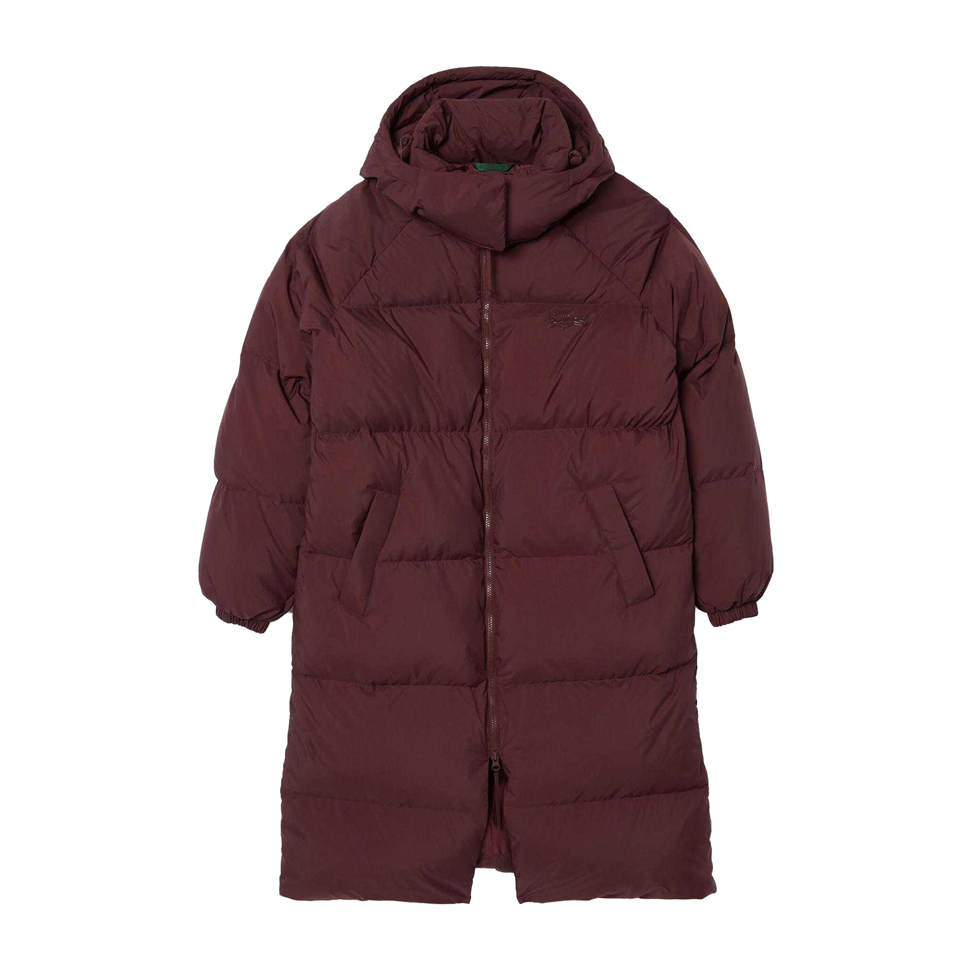Brown - Front - Lacoste Womens-Ladies Logo Oversized Down Jacket