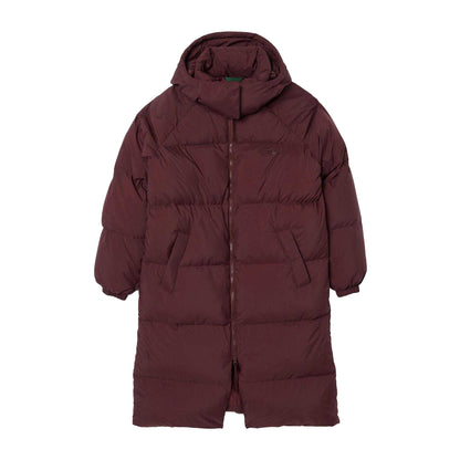 Brown - Front - Lacoste Womens-Ladies Logo Oversized Down Jacket