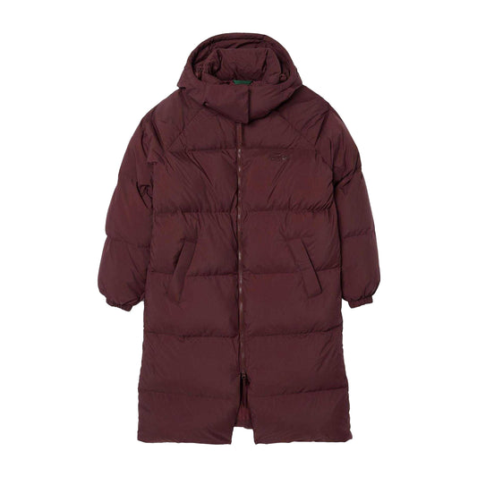 Brown - Front - Lacoste Womens-Ladies Logo Oversized Down Jacket