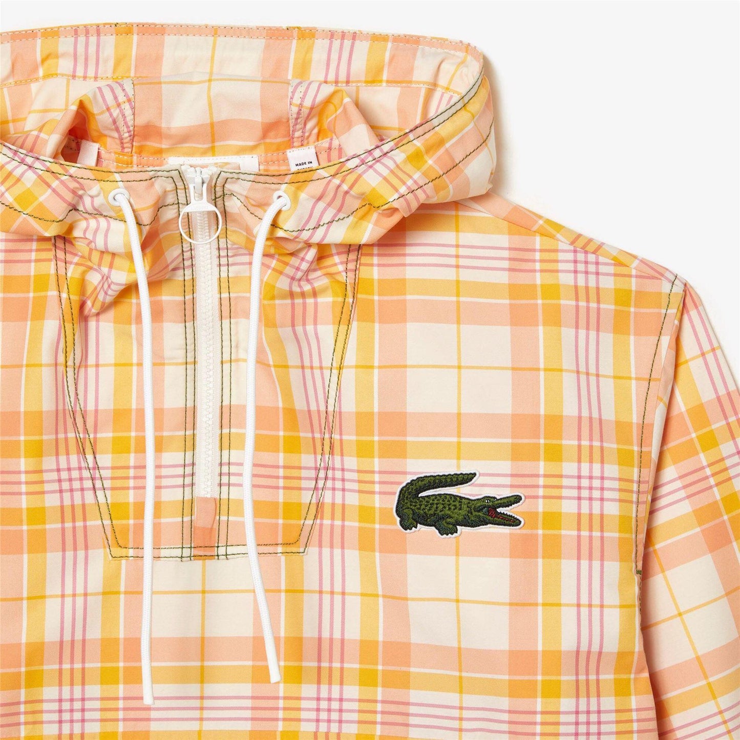 Cream - Back - Lacoste Womens-Ladies Striped Pull-On Jacket