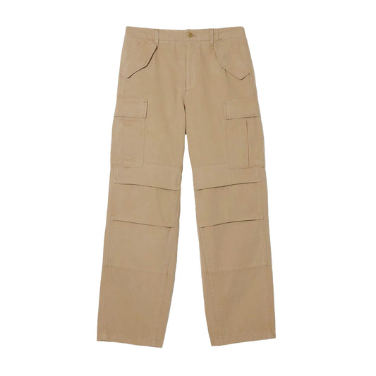 Beige - Front - Lacoste Mens Straight Cargo Trousers
