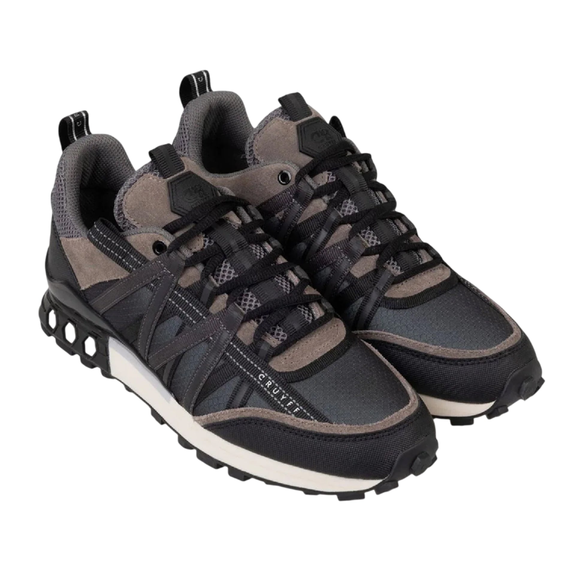 Black - Back - Cruyff Mens Fearia Suede Hex-Tech Trainers