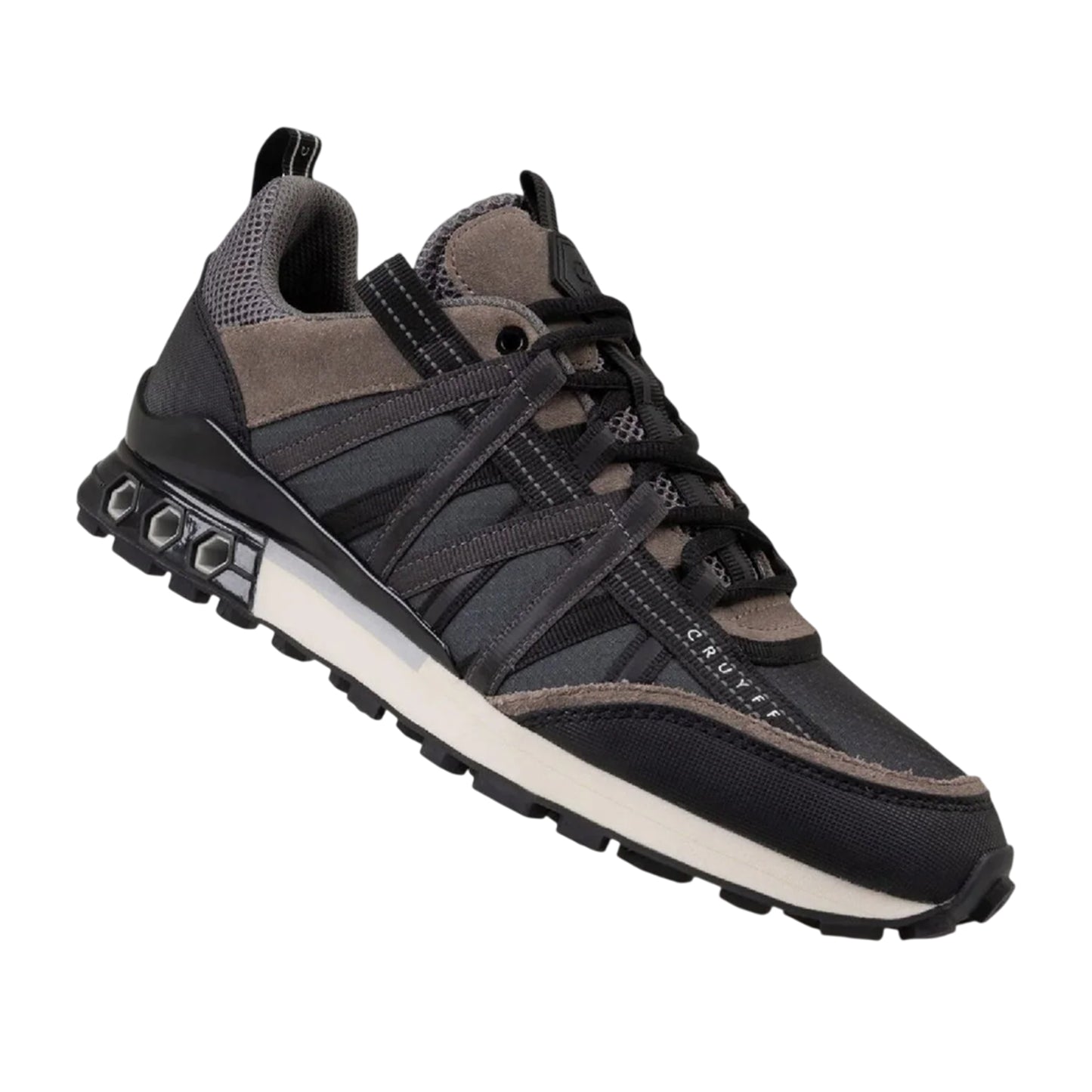 Black - Side - Cruyff Mens Fearia Suede Hex-Tech Trainers