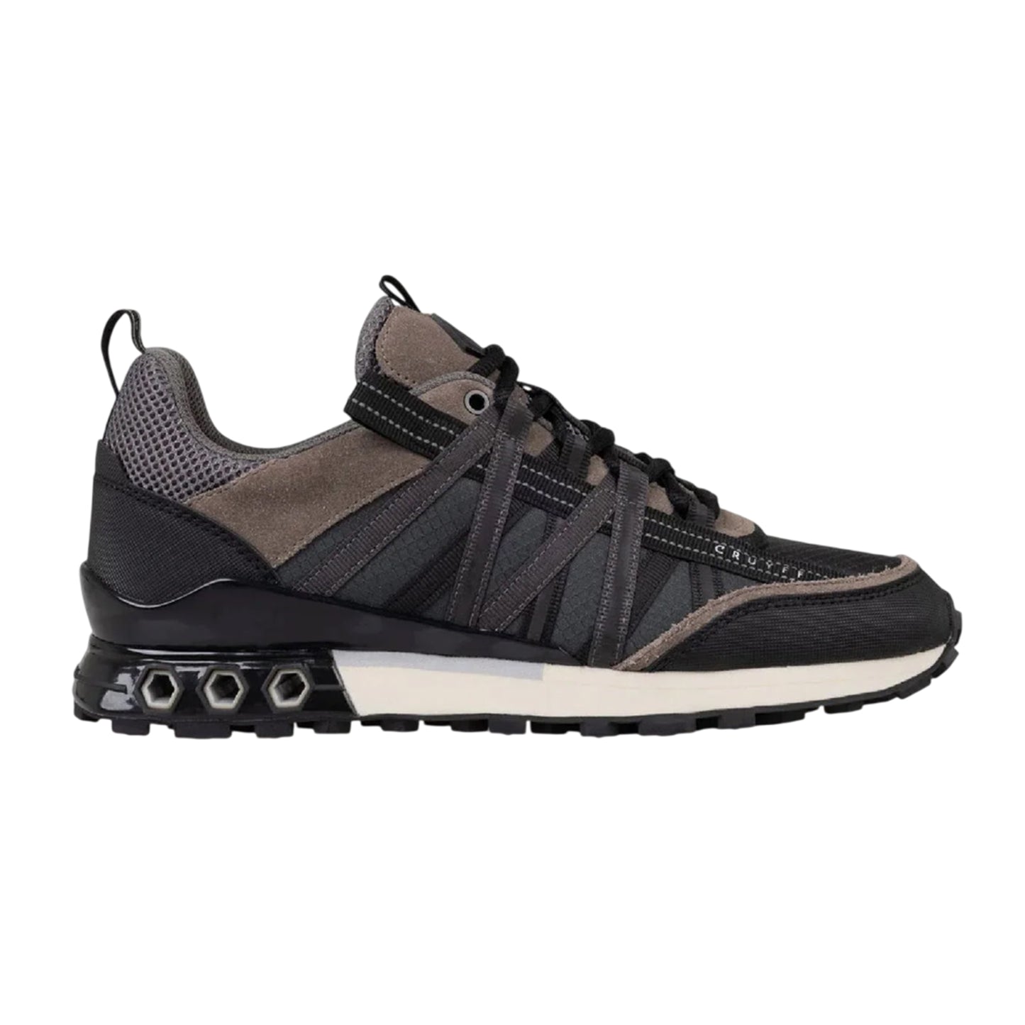 Black - Front - Cruyff Mens Fearia Suede Hex-Tech Trainers