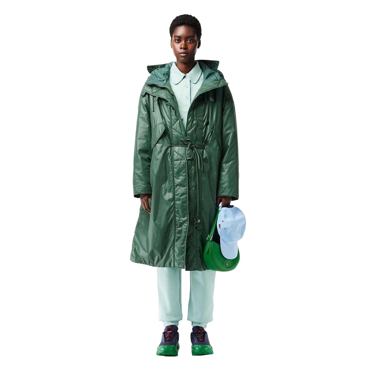 Green - Side - Lacoste Womens-Ladies Water Repellent Full Zip Jacket