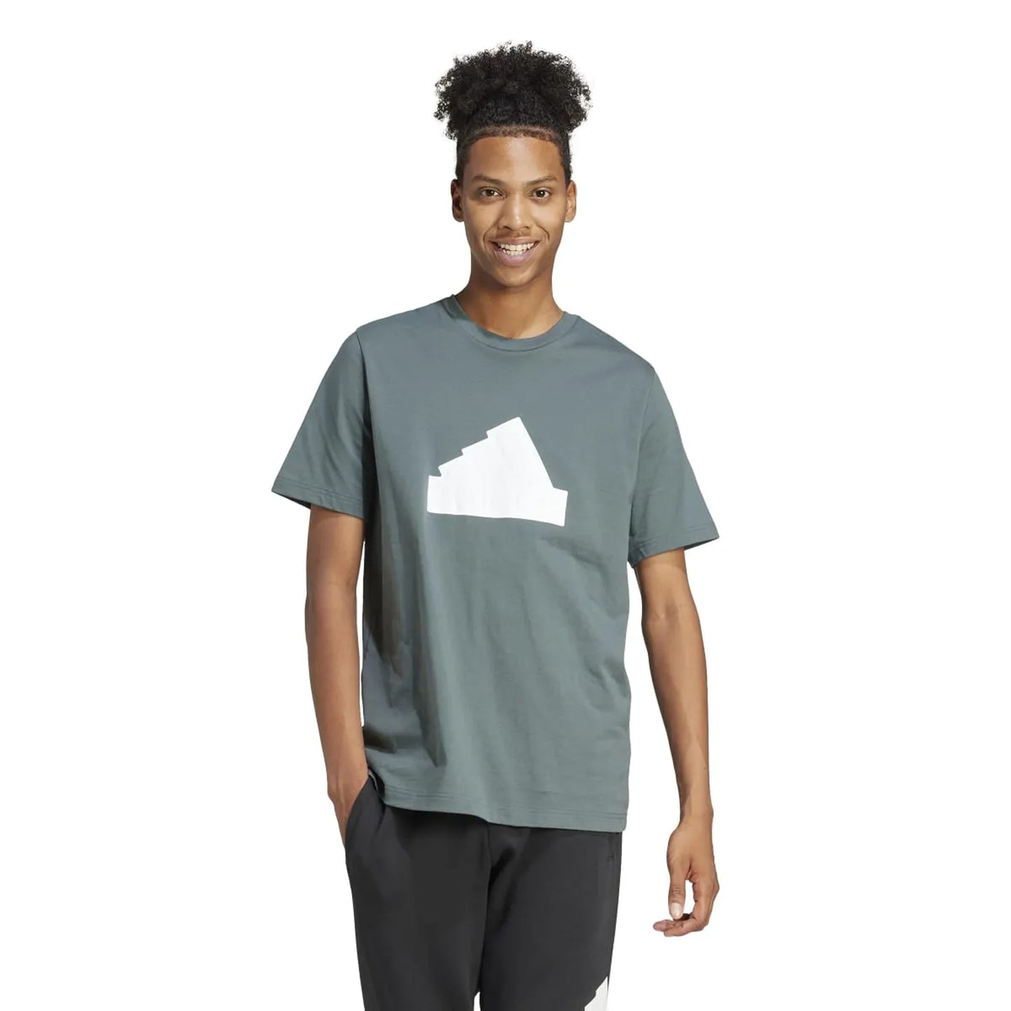 Grey - Side - Adidas Mens Future Icons Badge of Sport T-Shirt