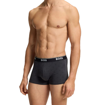 Charcoal-Grey-Black - Back - Boss Mens Power Boxer Shorts (Pack of 3)