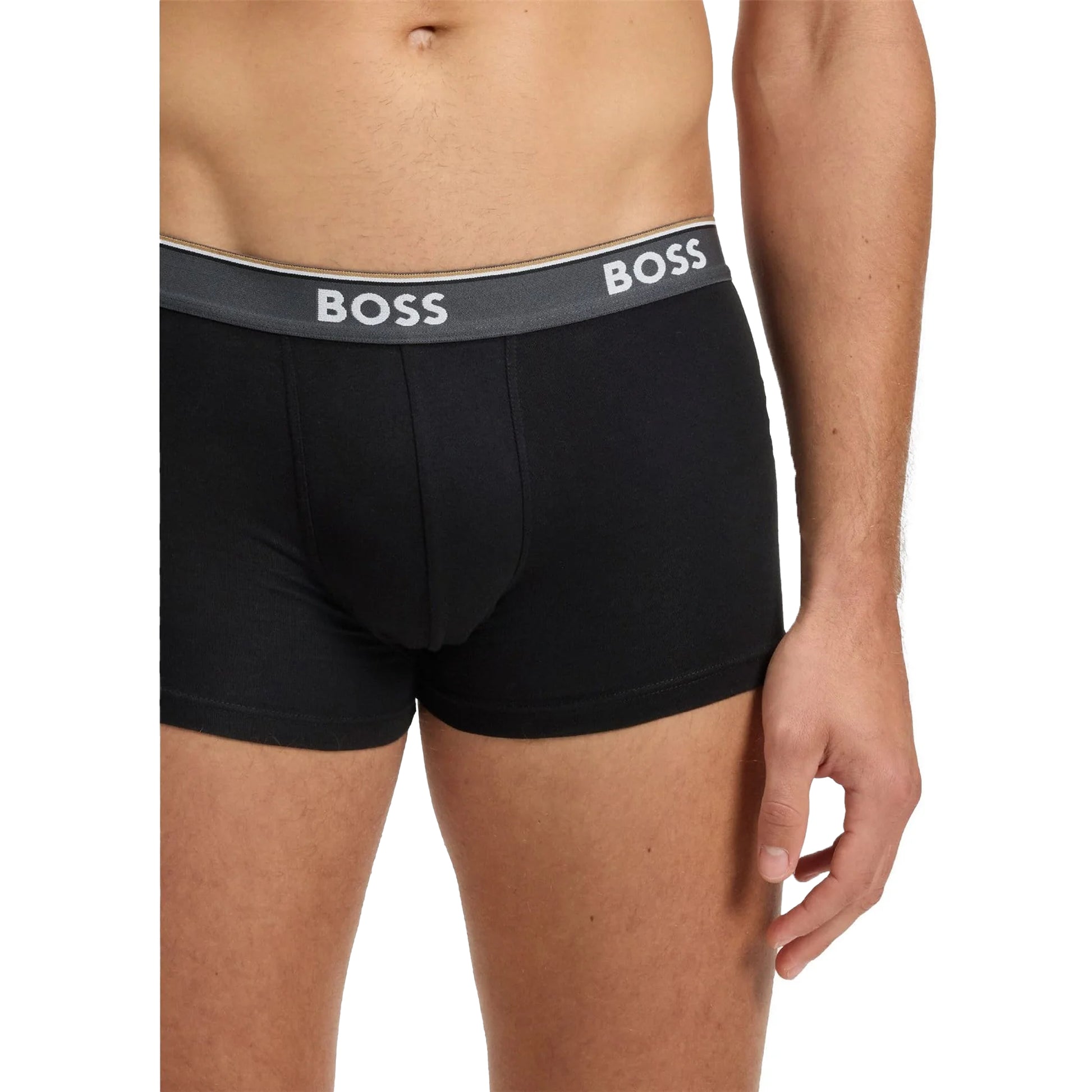 Charcoal-Grey-Black - Side - Boss Mens Power Boxer Shorts (Pack of 3)