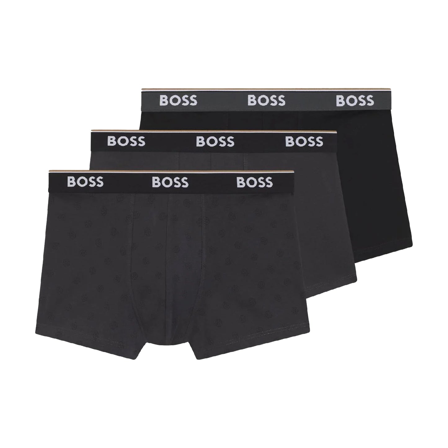 Charcoal-Grey-Black - Front - Boss Mens Power Boxer Shorts (Pack of 3)