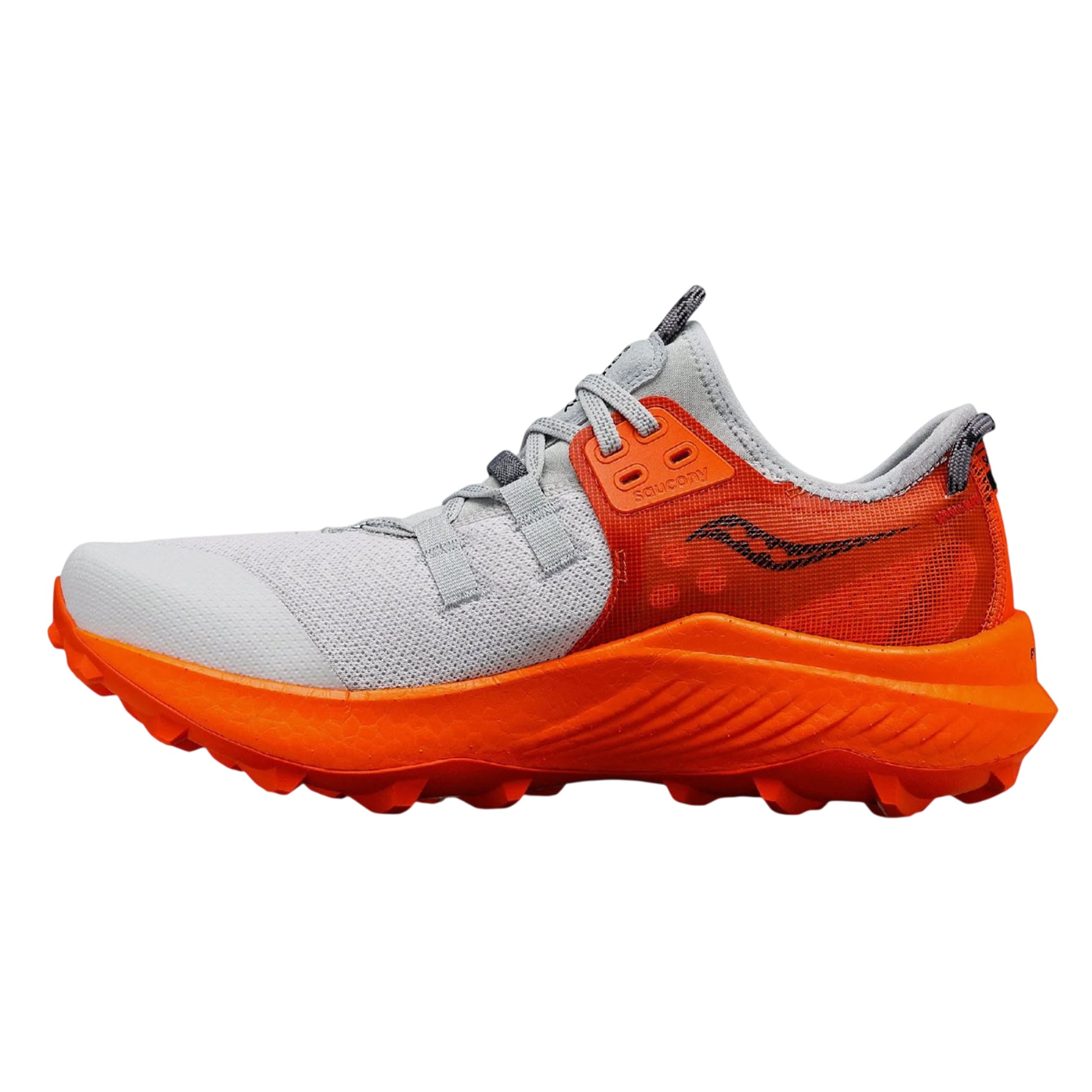 Grey-Red - Side - Saucony Mens Endorphin Running Trainers