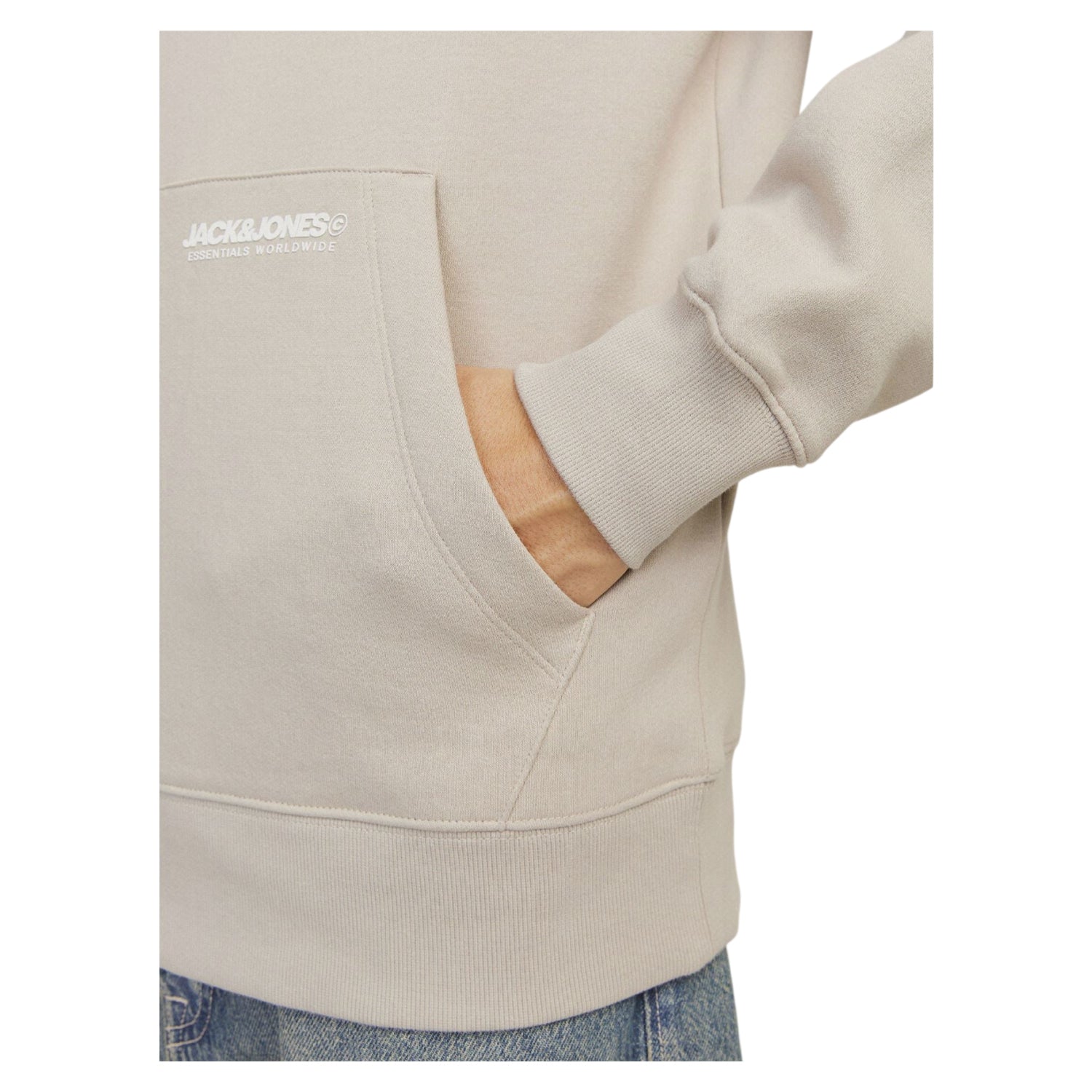 Beige - Side - Jack And Jones Mens Elegacy Hoodie