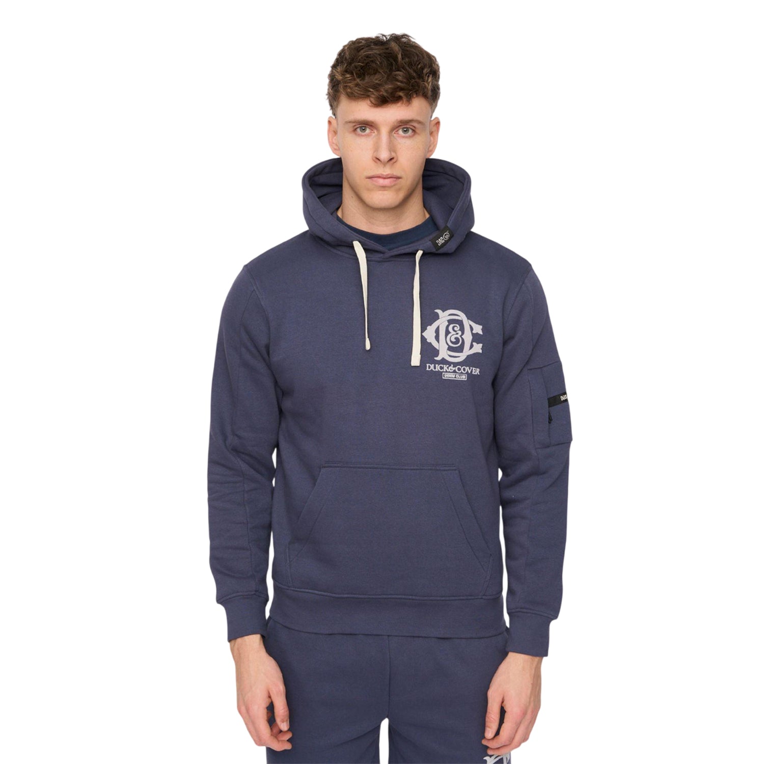 Navy - Front - Duck and Cover Mens Randolph Hoodie