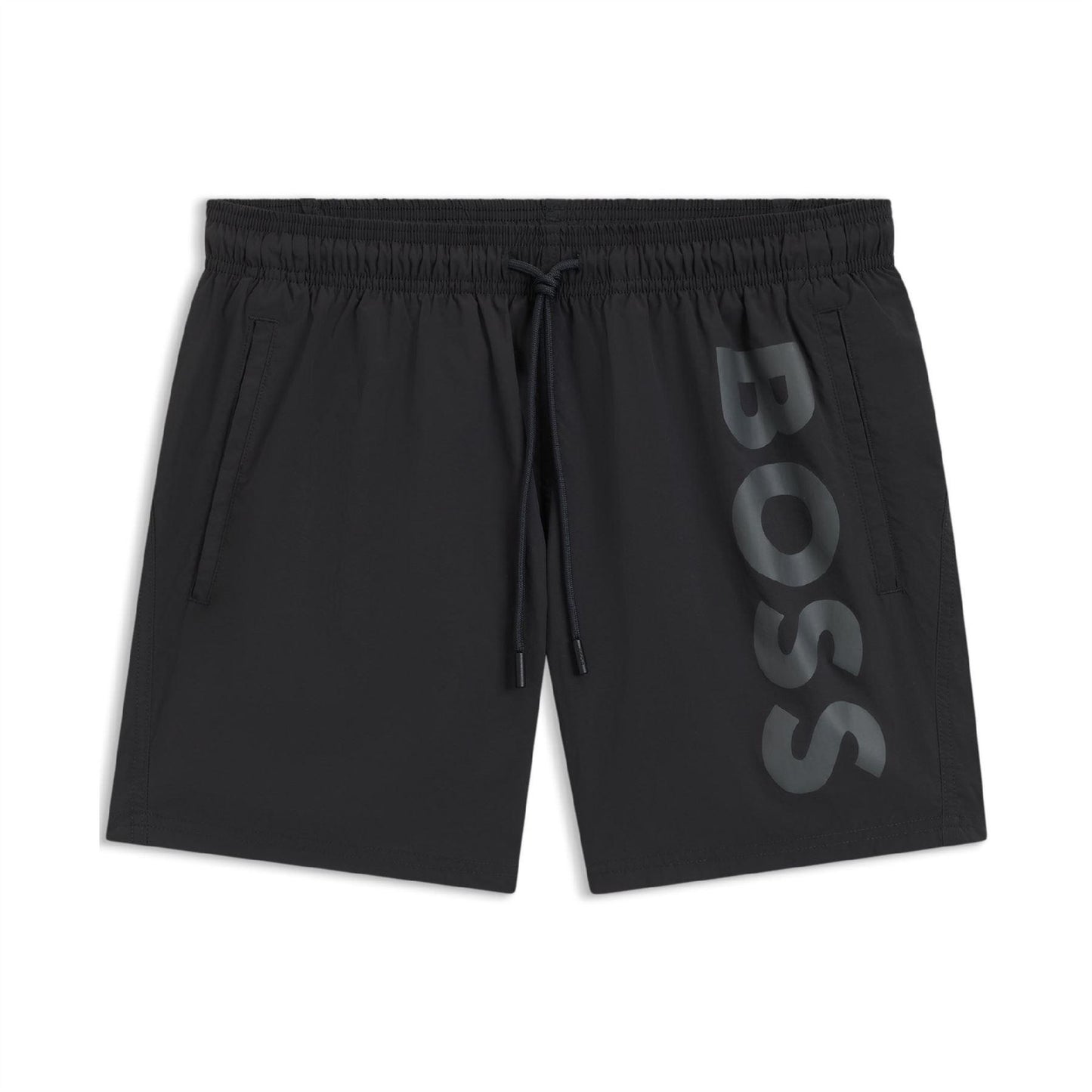 Grey - Front - Boss Mens Logo Printed Swim Shorts