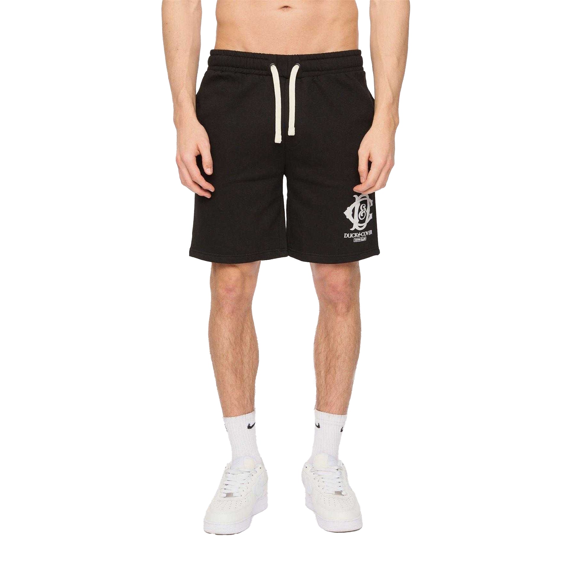 Black - Pack Shot - Duck and Cover Mens Randolph Logo Shorts