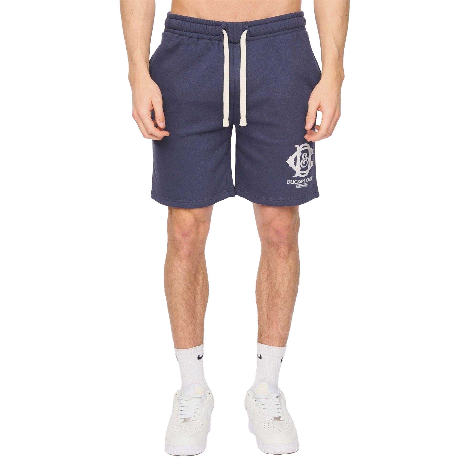 Navy - Pack Shot - Duck and Cover Mens Randolph Logo Shorts