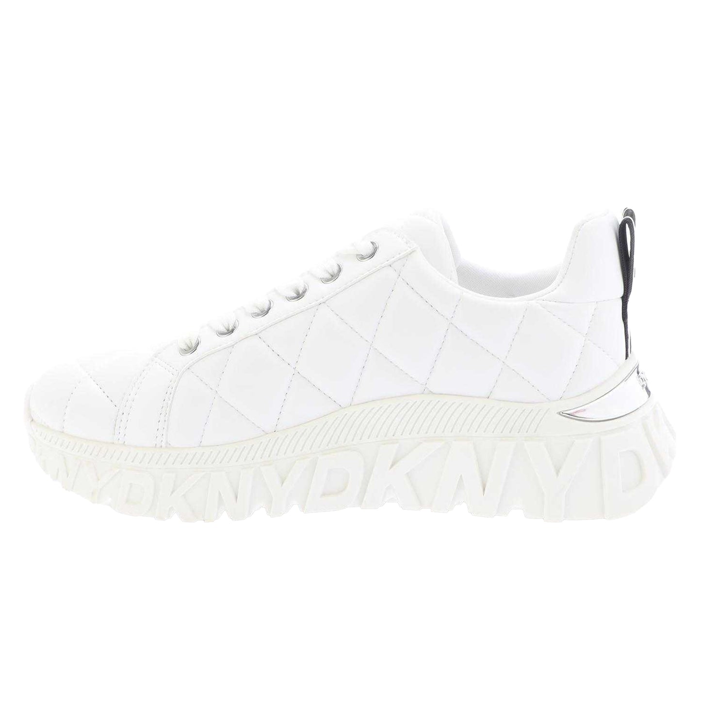 White - Side - DKNY Womens-Ladies Lathen Lace Up Trainers